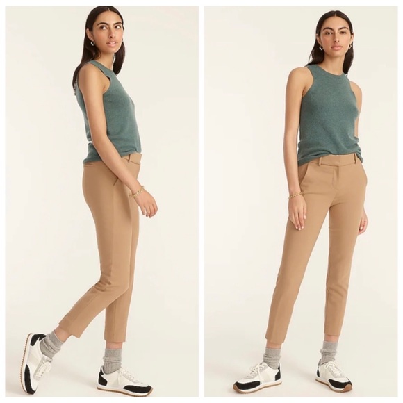 J.Crew 365 Cameron Slim Crop Pants Four Season Stretch Heather Saddle Beige